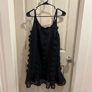 Black Textured Sleeveless Dress